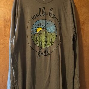 Love In Faith Long Sleeve T-Shirt Heather Army Green XL Unisex